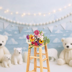 Aperturee - Aperturee Polar Bear Glacier White Pearl Cake Smash Backdrop