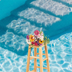 Aperturee - Aperturee Pool Water Bricks Baby Blue Summer Vibe Backdrop
