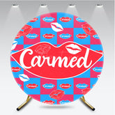 Aperturee - Aperturee Pop Art Lip Balm Inspired Round Backdrop Red Lips and Checkered Pattern Fun and Colorful Party Photo Booth