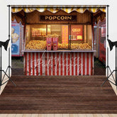 Aperturee - Aperturee Popcorn Stand Combo Set Backdrop Red and White Striped Movie Night Carnival Party Decoration Background