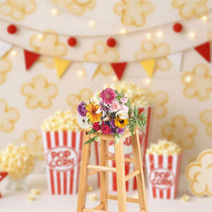 Aperturee - Aperturee Popcorn Wall Flags Light Photo Cake Smash Backdrop