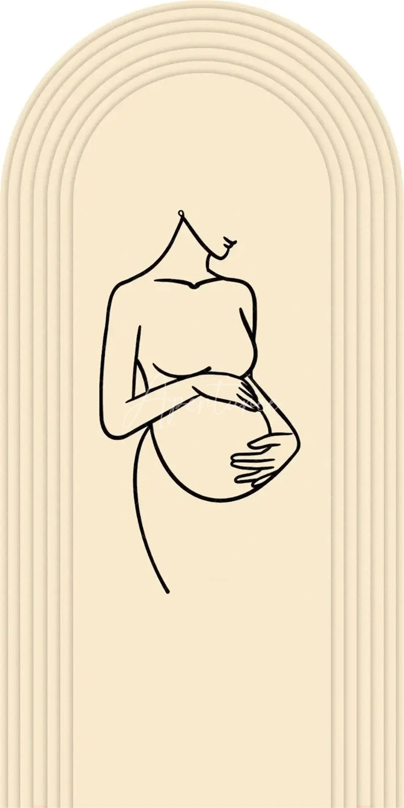 Aperturee - Aperturee Pregnancy Silhouette Boho Backdrop Elegant Expected Parents Baby Shower Arch Gender Neutral Maternity Photo Booth