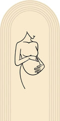 Aperturee - Aperturee Pregnancy Silhouette Boho Backdrop Elegant Expected Parents Baby Shower Arch Gender Neutral Maternity Photo Booth