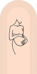 Aperturee - Aperturee Pregnancy Silhouette Boho Backdrop Elegant Expected Parents Baby Shower Arch Gender Neutral Maternity Photo Booth