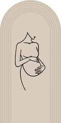Aperturee - Aperturee Pregnancy Silhouette Boho Backdrop Elegant Expected Parents Baby Shower Arch Gender Neutral Maternity Photo Booth