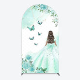 Aperturee - Aperturee Princess and Butterflies Arch Backdrop Mis Quince A?os Sweet 16 Birthday Elegant Girl Party Photo Booth Decor