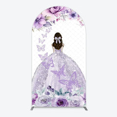 Aperturee - Aperturee Princess and Butterflies Arch Backdrop Mis Quince A?os Sweet 16 Birthday Elegant Girl Party Photo Booth Decor