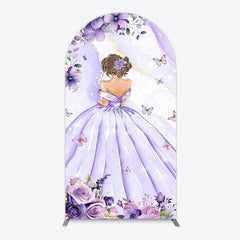 Aperturee - Aperturee Princess and Butterflies Arch Backdrop Mis Quince A?os Sweet 16 Birthday Elegant Girl Party Photo Booth Decor