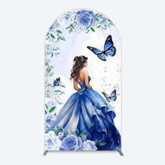 Aperturee - Aperturee Princess and Butterflies Arch Backdrop Mis Quince A?os Sweet 16 Birthday Elegant Girl Party Photo Booth Decor