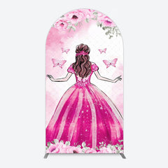 Aperturee - Aperturee Princess and Butterflies Arch Backdrop Mis Quince A?os Sweet 16 Birthday Elegant Girl Party Photo Booth Decor
