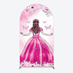Aperturee - Aperturee Princess and Butterflies Arch Backdrop Mis Quince A?os Sweet 16 Birthday Elegant Girl Party Photo Booth Decor