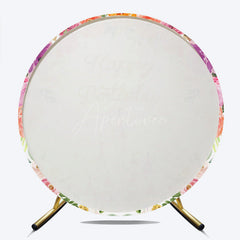 Aperturee Aperturee Princess Castle Birthday Round Backdrop Pink and Gold Floral Wreath Banner Fairytale Themed Party Photo Prop