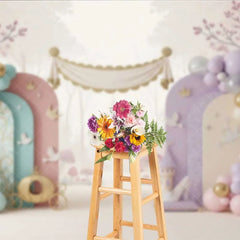 Aperturee - Aperturee Princess Castle Carriage Photography Backdrop Fairy Tale Glass Slipper Party Banner