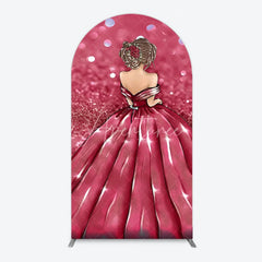 Aperturee - Aperturee Princess Gown Arch Backdrop for Quincea?era Lavender Glitter Sweet 16 Elegant Girl Birthday Decor