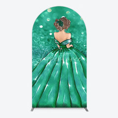 Aperturee - Aperturee Princess Gown Arch Backdrop for Quincea?era Lavender Glitter Sweet 16 Elegant Girl Birthday Decor