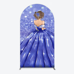 Aperturee - Aperturee Princess Gown Arch Backdrop for Quincea?era Lavender Glitter Sweet 16 Elegant Girl Birthday Decor