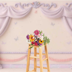 Aperturee Aperturee Princess Room Wall Photography Backdrop Pink Curtains and Butterflies Wall Decor Fairytale Bedroom Photo Prop