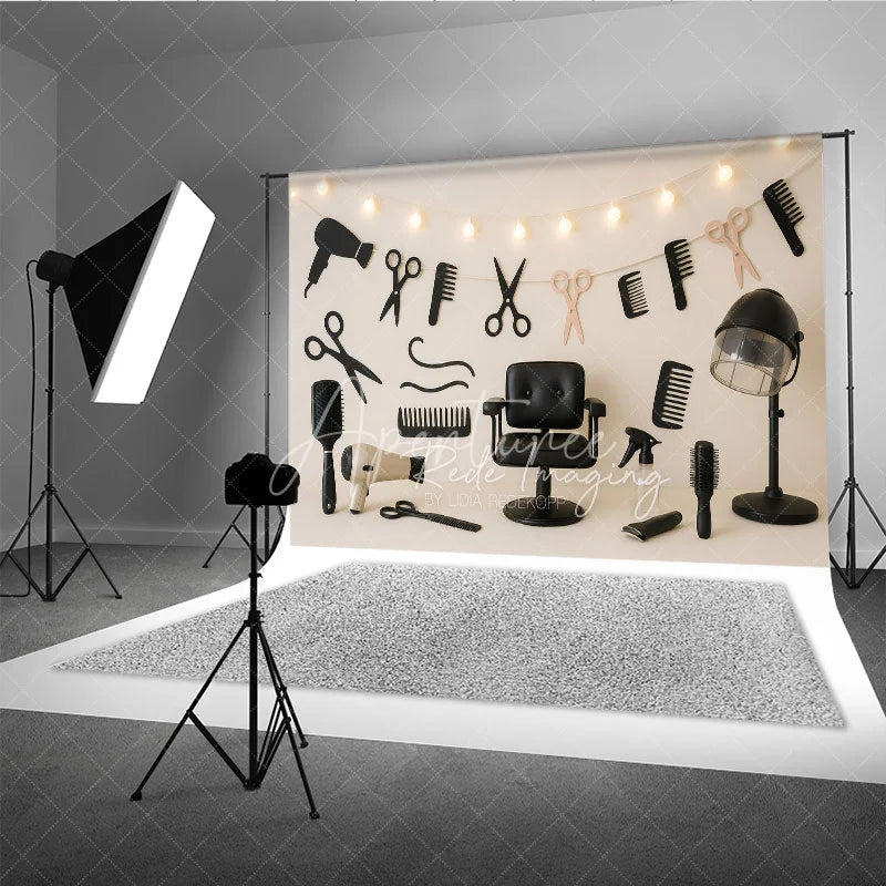 Aperturee - Aperturee Professional Hair Salon and Barber Shop Photo Backdrop Stylist Tools Birthday Photography Background