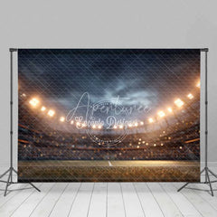 Aperturee - Aperturee Professional Sports Stadium Backdrop Night Game Floodlights Green Football Field Photography Game Day Party