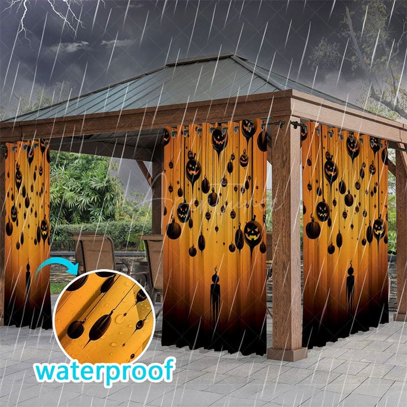 Aperturee - Aperturee Pumpkin Balloon Waterproof Printed Outdoor Curtains
