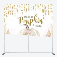 Aperturee - Aperturee Pumpkin Is Turning One Fabric Backdrop Cover for Birthday