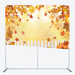 Aperturee - Aperturee Pumpkin Maple Leaves Fabric Backdrop Cover for Autumn