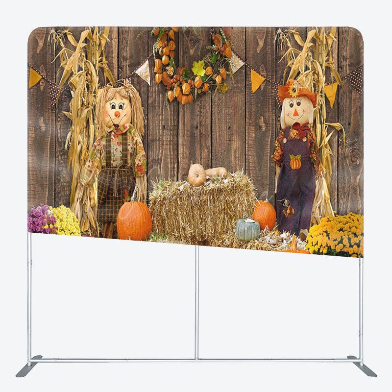 Aperturee - Aperturee Pumpkin Muppet Man Fabric Backdrop Cover for Halloween