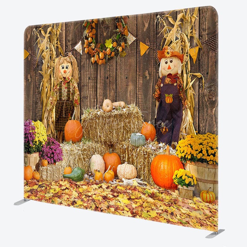 Aperturee - Aperturee Pumpkin Muppet Man Fabric Backdrop Cover for Halloween