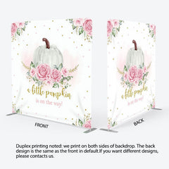 Aperturee - Aperturee Pumpkin On The Way Fabric Backdrop Cover for Baby Shower