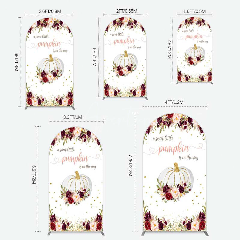 Aperturee Aperturee Pumpkin On The Way Floral Baby Shower Arch Backdrop