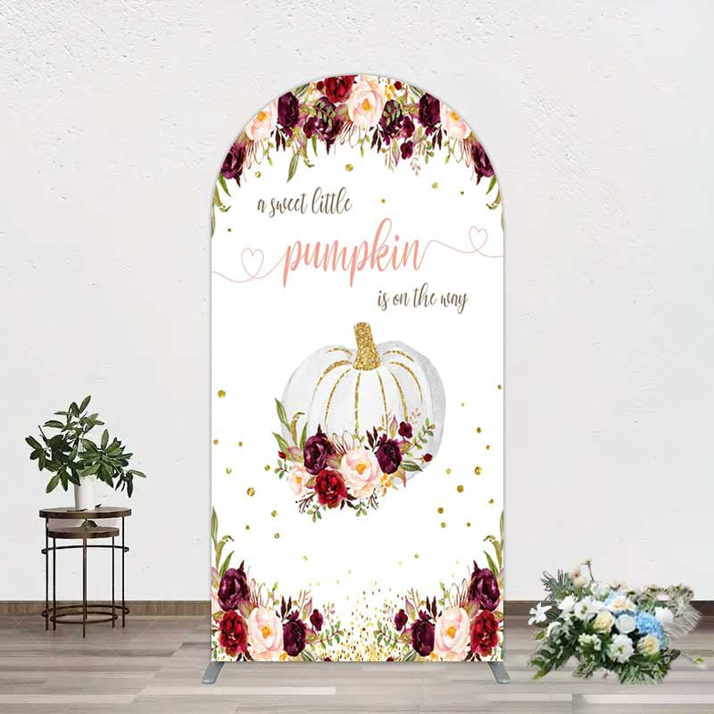 Aperturee Aperturee Pumpkin On The Way Floral Baby Shower Arch Backdrop