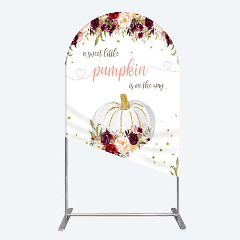 Aperturee Aperturee Pumpkin On The Way Floral Baby Shower Arch Backdrop