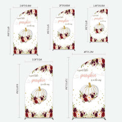 Aperturee Aperturee Pumpkin On The Way Floral Baby Shower Half Moon Arch Backdrop