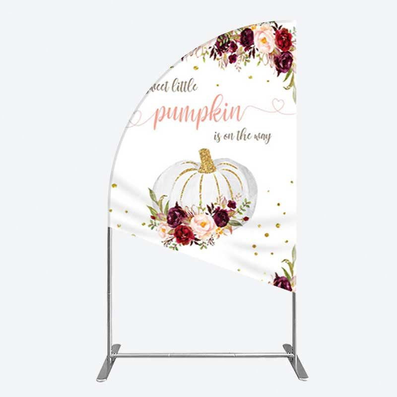 Aperturee Aperturee Pumpkin On The Way Floral Baby Shower Half Moon Arch Backdrop