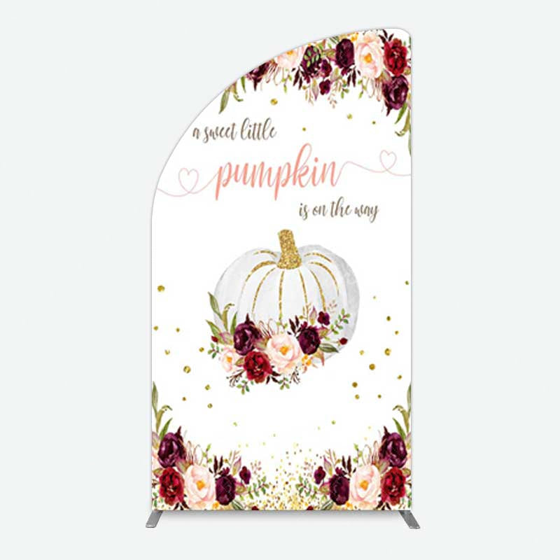 Aperturee Aperturee Pumpkin On The Way Floral Baby Shower Half Moon Arch Backdrop