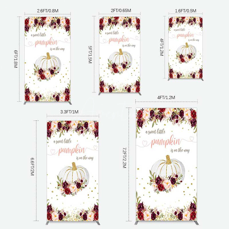 Aperturee Aperturee Pumpkin On The Way Floral Baby Shower Rectangle Backdrop