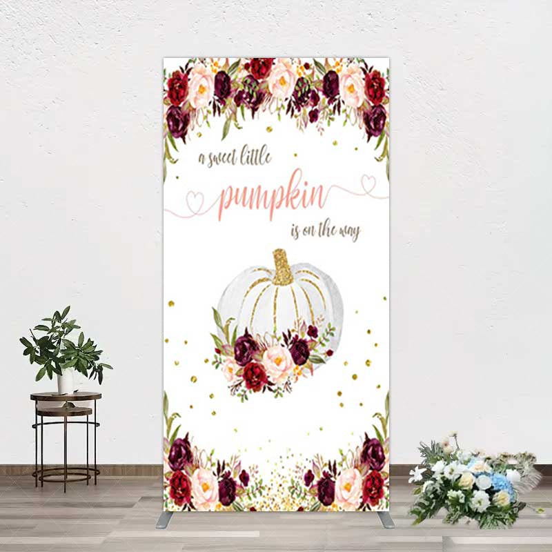 Aperturee Aperturee Pumpkin On The Way Floral Baby Shower Rectangle Backdrop