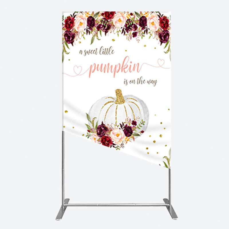 Aperturee Aperturee Pumpkin On The Way Floral Baby Shower Rectangle Backdrop
