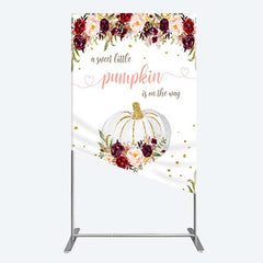 Aperturee Aperturee Pumpkin On The Way Floral Baby Shower Rectangle Backdrop