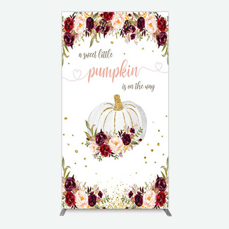 Aperturee Aperturee Pumpkin On The Way Floral Baby Shower Rectangle Backdrop