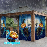 Aperturee - Aperturee Pumpkin Scarecrow Waterproof Printed Outdoor Curtains
