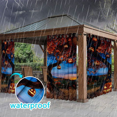 Aperturee - Aperturee Pumpkin Tree Waterproof Printed Outdoor Curtains