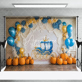 Aperturee - Aperturee Pumpkins Balloons Carriage Cake Smash Photo Backdrop