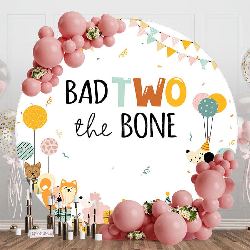 Aperturee - Aperturee Puppy Park Bad Two The Bone Round Birthday Backdrop