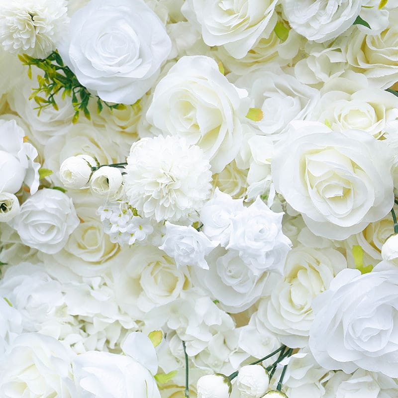 Aperturee - Aperturee Pure White Green Leaf Artificial Wedding Flower Wall