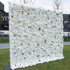 Aperturee - Aperturee Pure White Green Leaf Artificial Wedding Flower Wall