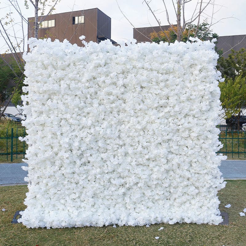 Aperturee - Aperturee Pure White Romantic Artificial Wedding Flower Wall