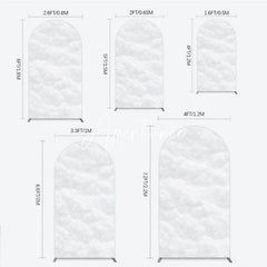 Aperturee - Aperturee Pure White Textured Snowy Cloud Round Top Arch Backdrop Ethereal Winter Wonderland Party Decor.