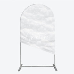 Aperturee - Aperturee Pure White Textured Snowy Cloud Round Top Arch Backdrop Ethereal Winter Wonderland Party Decor.