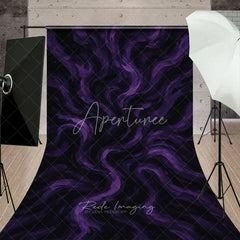 Aperturee - Aperturee Purple and Black Abstract Swirling Brushstroke Sweep Backdrop Artistic Textured Design for Photography